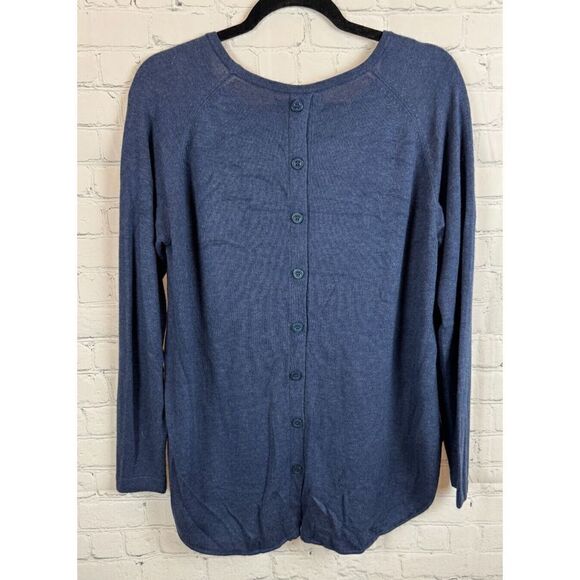 MAGASCHONI blue rayon blend back buttoned sweater pullover size M - Picture 5 of 6